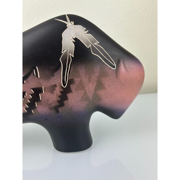 Navajo Signed Buffalo Ceramic Statue Native American Pottery Art Primitive READ - Picture 14 of 16